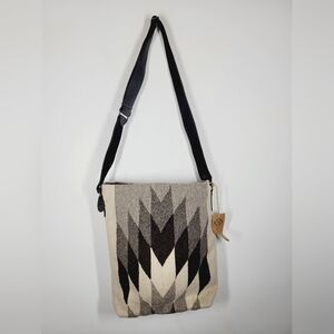 NWT MZ Geometric Patterned Black and Gray Shoulder Bag